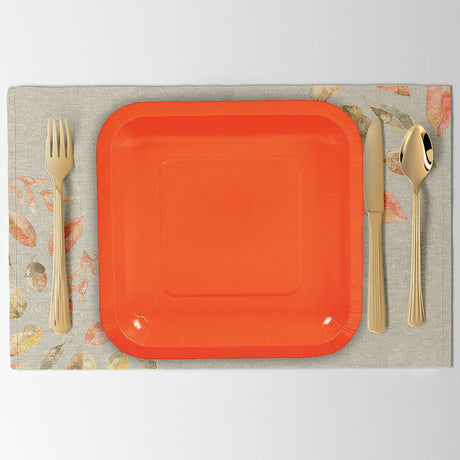24 Count Orange Square Paper Dessert Plates Vibrant Disposable Plates for Party Celebrations 7"