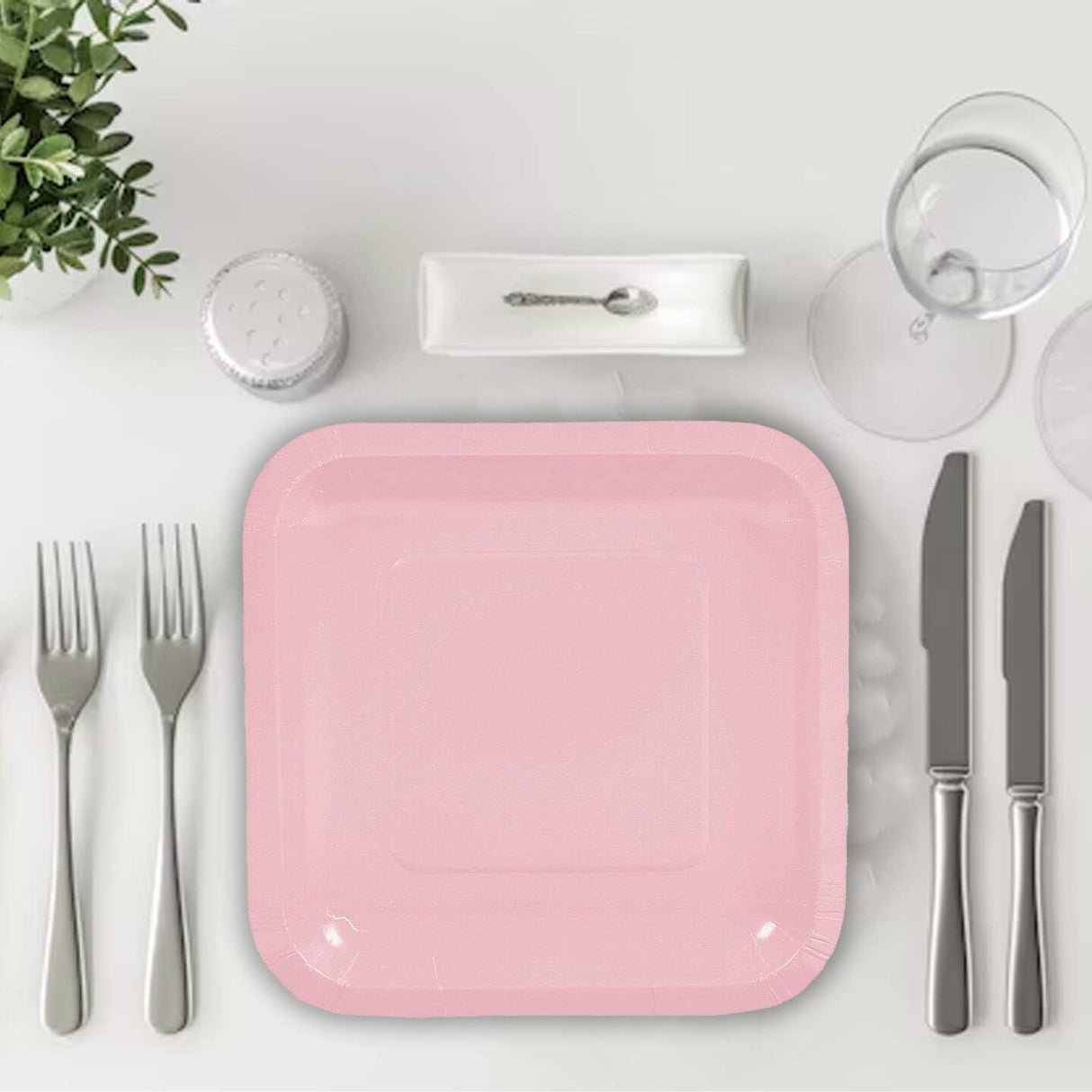 24 Count Light Pink Square Paper Dessert Plates for Birthday Wedding Baby Shower Party Supplies Disposable Supplies 7 Inch