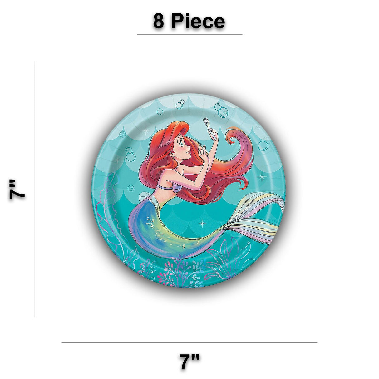 8 Ct. Disney The Little Mermaid Ariel Paper Dessert Plates 7" Disposable Party Plates