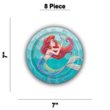8 Ct. Disney The Little Mermaid Ariel Paper Dessert Plates 7" Disposable Party Plates