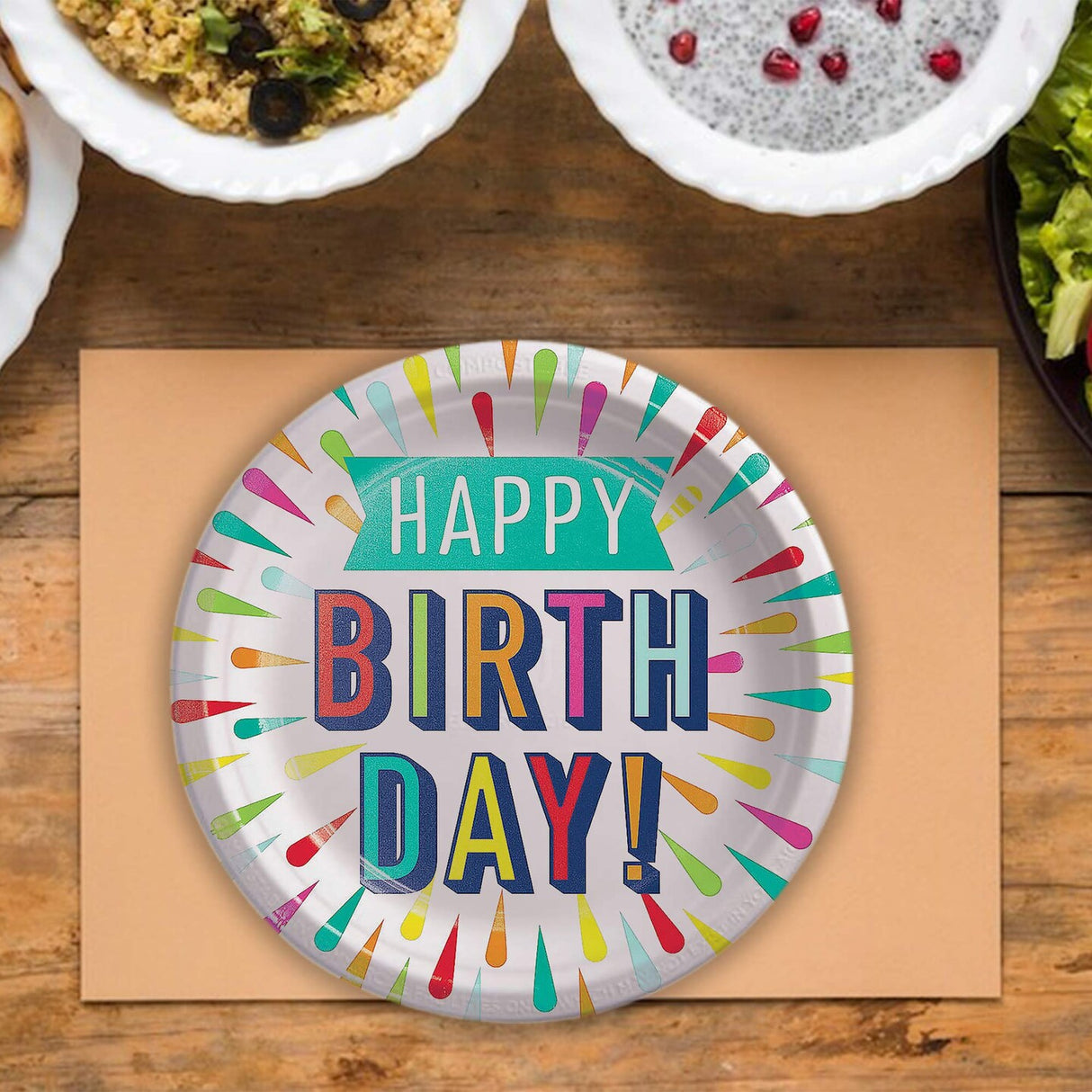 8 Count Happy Birthday Paper Plates Colorful Party Dinnerware Supplies Celebration Theme 9"