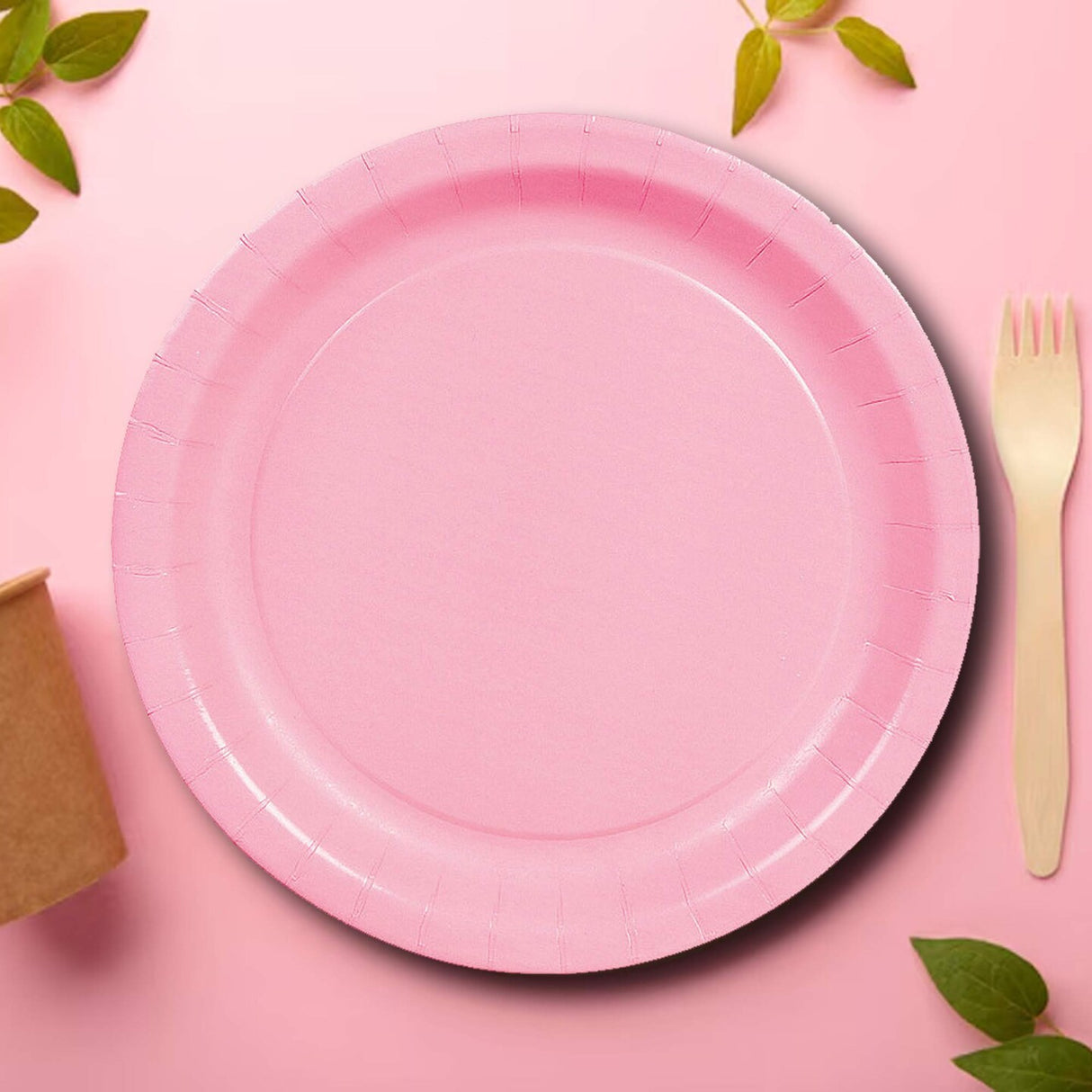 Pink Color 7 Inch Dessert Plates 24 Pack Round Paper Plates for Girls’ Parties