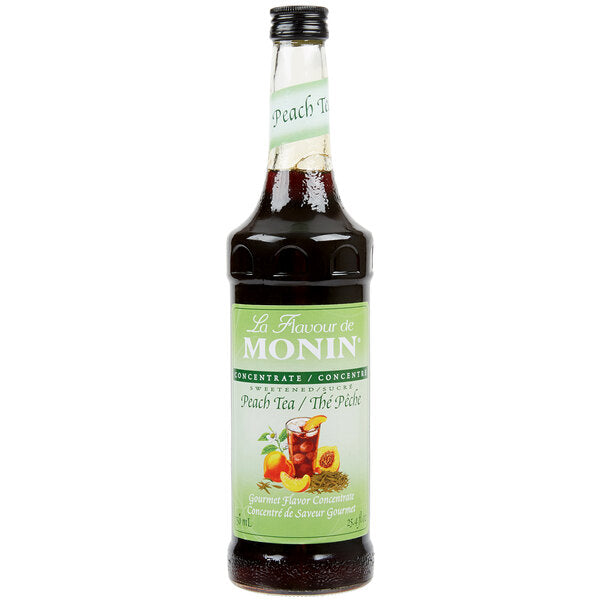 Monin 750 mL Peach Tea 7:1 Concentrate - 12/Case
