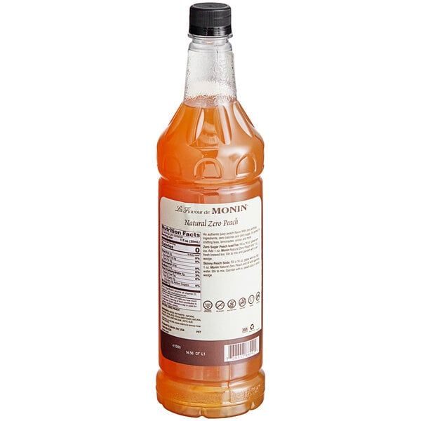 Monin Premium Zero Calorie Natural Peach Flavoring Syrup 1 Liter - 4/Case