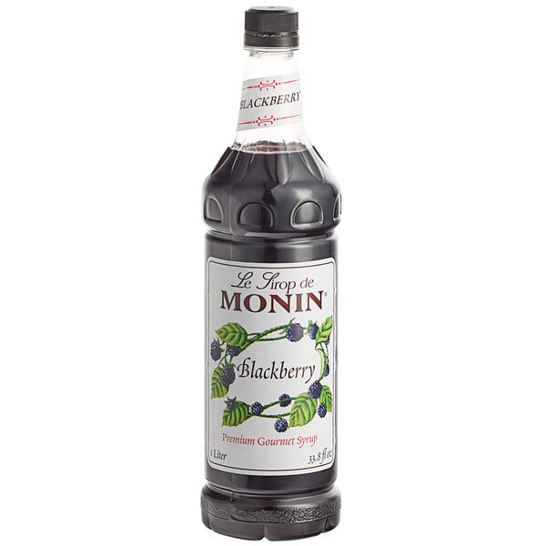 Monin Premium Blackberry Flavoring / Fruit Syrup 1 Liter - 4/Case