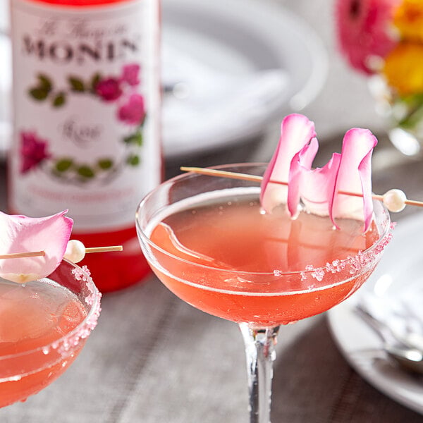 Monin Premium Rose Flavoring Syrup 1 Liter - 4/Case