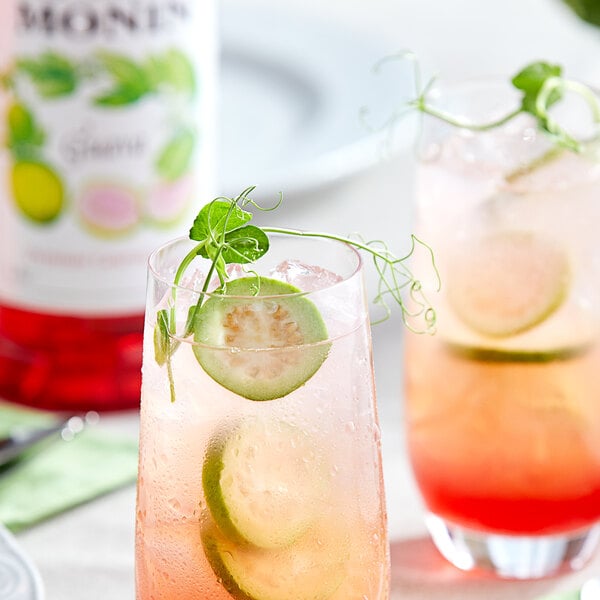 Monin Premium Guava Flavoring / Fruit Syrup 1 Liter - 4/Case
