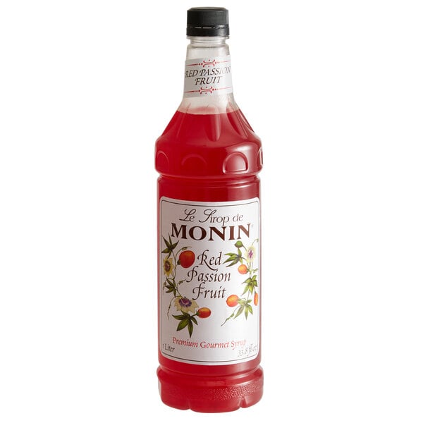 Monin Premium Red Passion Fruit Flavoring Syrup 1 Liter - 4/Case