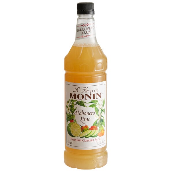 Monin Premium Habanero Lime Flavoring Syrup 1 Liter - 4/Case