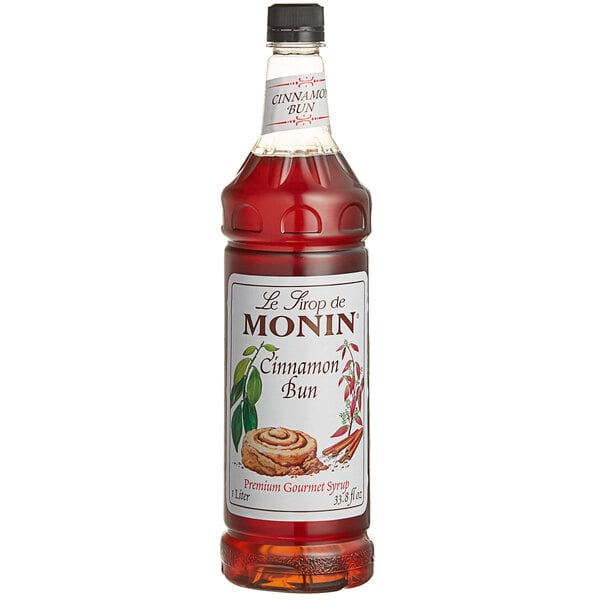 Monin Premium Cinnamon Bun Flavoring Syrup 1 Liter - 4/Case