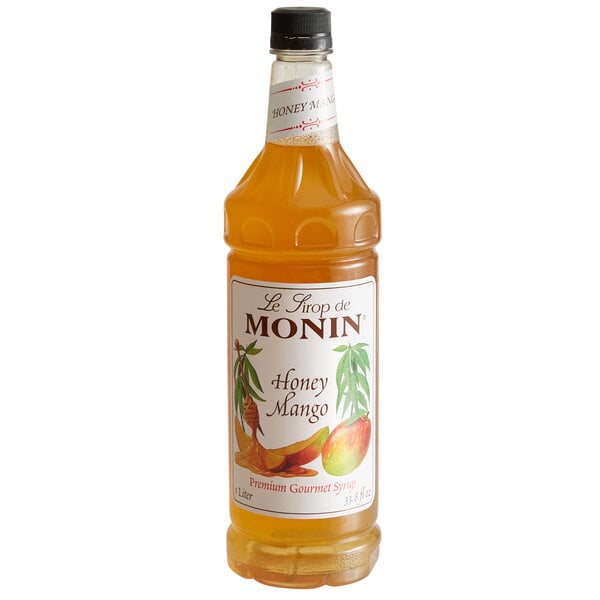 Monin Premium Honey Mango Flavoring Syrup 1 Liter - 4/Case