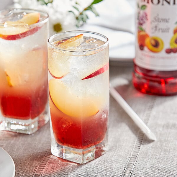 Monin Premium Stone Fruit Flavoring / Fruit Syrup 1 Liter - 4/Case