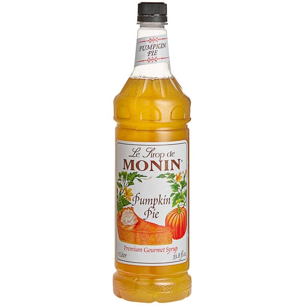 Monin Premium Pumpkin Pie Flavoring Syrup 1 Liter - 4/Case