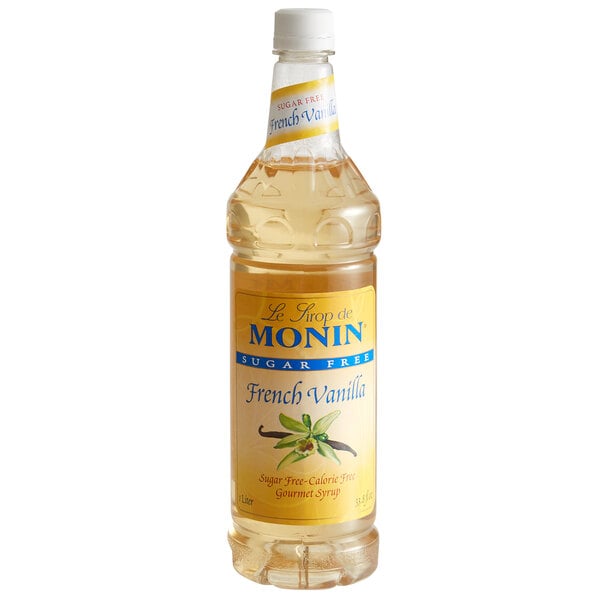 Monin Sugar-Free French Vanilla Flavoring Syrup 1 Liter - 4/Case