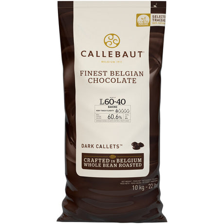 Callebaut Recipe L 60/40 Dark Chocolate Callets™ 22 lb. - 2/Case