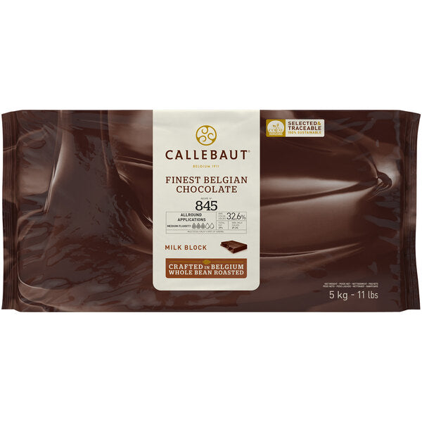 Callebaut Recipe 845 Milk Chocolate Block 11 lb. - 5/Case