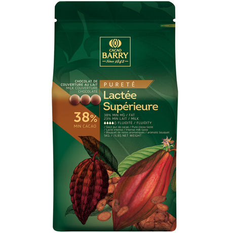 Cacao Barry Purete Lactee Superieure Milk Chocolate Pistoles 11 lb. - 4/Case