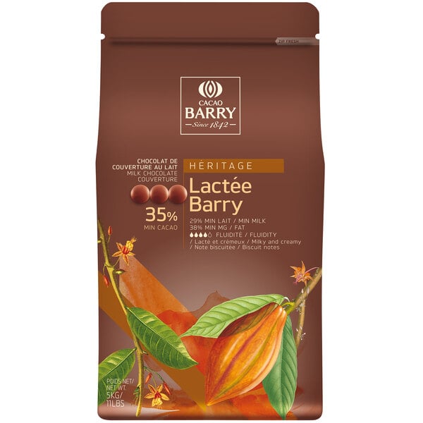 Cacao Barry Heritage Lactee Barry Equilibre Milk Chocolate Pistoles 11 lb. - 4/Case