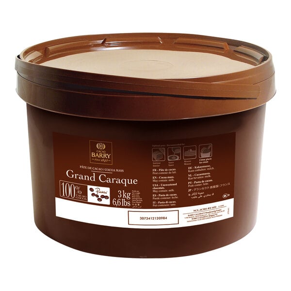 Cacao Barry Grand Caraque Cocoa Mass Pistoles 6.6 lb. - 4/Case