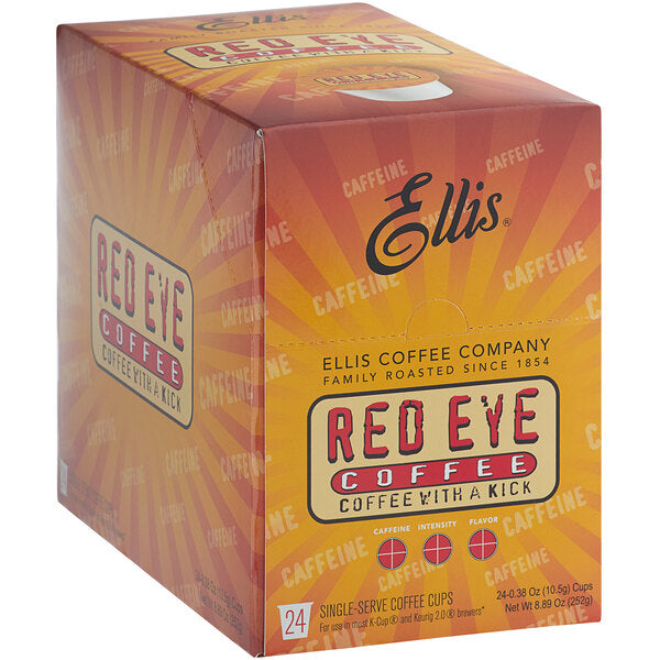 Ellis Red Eye High Caffeine Coffee Single Serve Cups - 96/Case