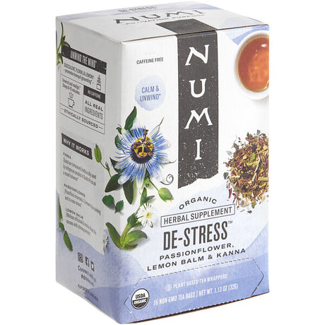 Numi Organic De-Stress Herbal Tea Bags - 96/Case