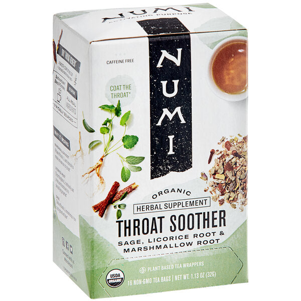 Numi Organic Throat Soother Herbal Tea Bags - 96/Case
