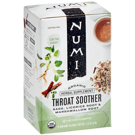 Numi Organic Throat Soother Herbal Tea Bags - 96/Case