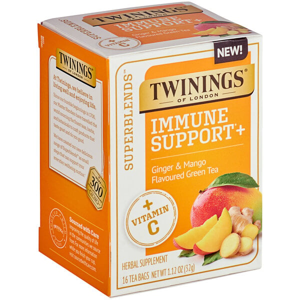 Twinings Superblends Immune Support+ Ginger & Mango Green Tea Bags - 96/Case
