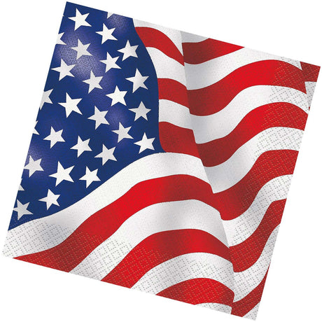 Patriotic USA Flag Beverage Napkins 16ct