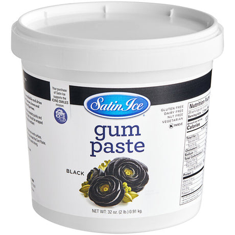 Satin Ice 2 lb. Black Gum Paste - 10/Case