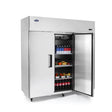 Atosa MBF8006GR Reach-In 3 Section Top Mount Refrigerator 77-3/4"W x 33-1/4"D x 82-7/8"H with 3 Locking Solid Doors