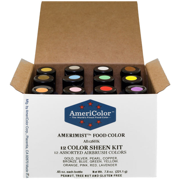 Americolor AmeriMist Sheen Airbrush Color Kit, .65 Oz., 12 Colors