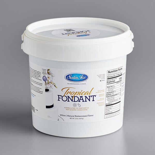 Satin Ice Tropical White Rolled Fondant 10 lb. - 4/Case