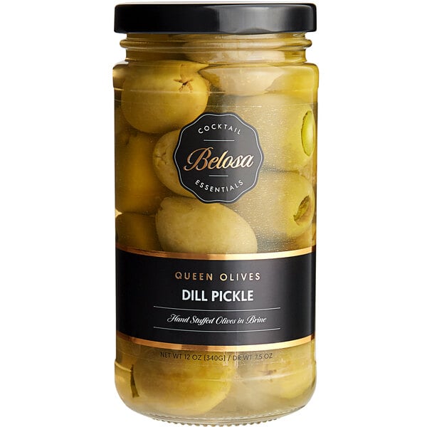 Belosa Dill Pickle Stuffed Queen Olives 12 oz. (7.5 oz. Dr. Wt.) - 6/Case