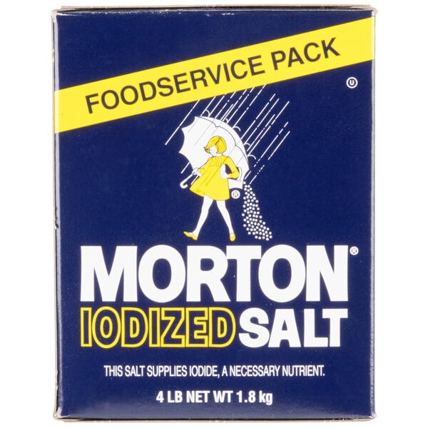 Morton Bulk Iodized Table Salt 4 lb. - 12/Case