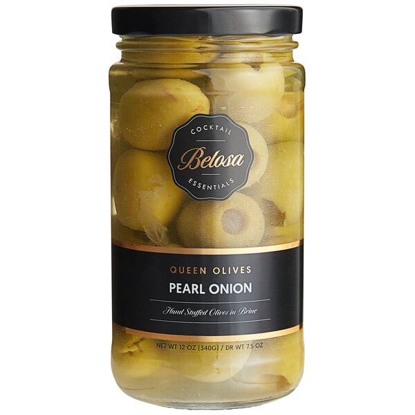 Belosa Onion Stuffed Queen Olives 12 oz. (7.5 oz. Dr. Wt.) - 6/Case