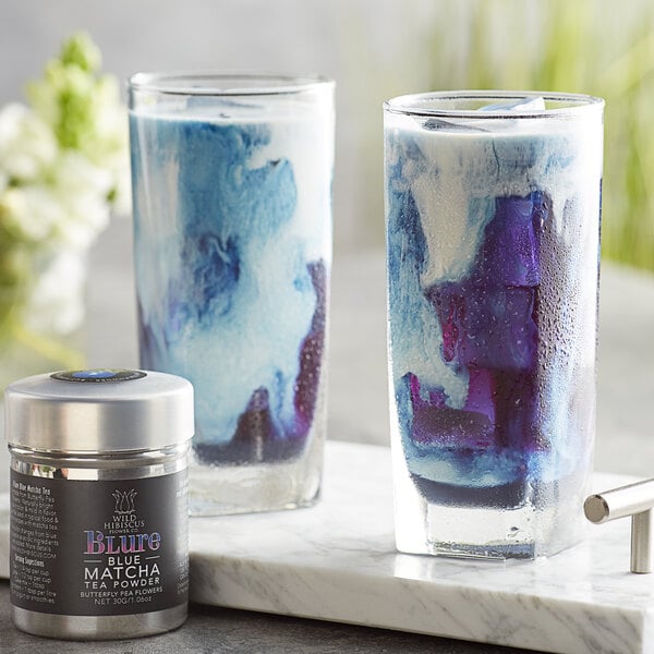 Wild Hibiscus b'Lure Butterfly Pea Flower Blue Matcha Tea Powder 1.06 oz. (30 g) - 6/Case