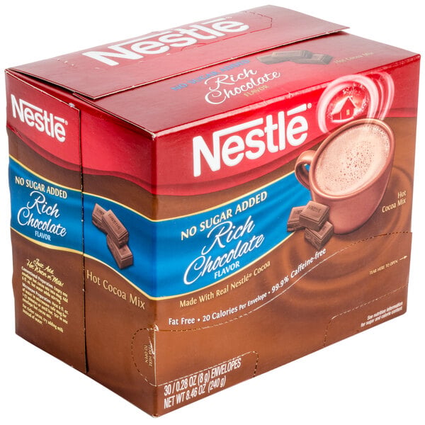 Nestle No Sugar Added Hot Cocoa Mix Packet - 180/Case