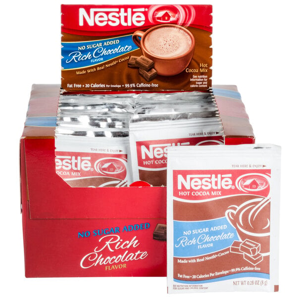 Nestle No Sugar Added Hot Cocoa Mix Packet - 180/Case