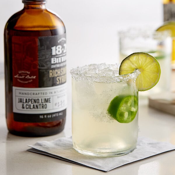 18.21 Bitters 16 fl. oz. Jalapeno, Lime, & Cilantro Concentrated Syrup - 12/Case