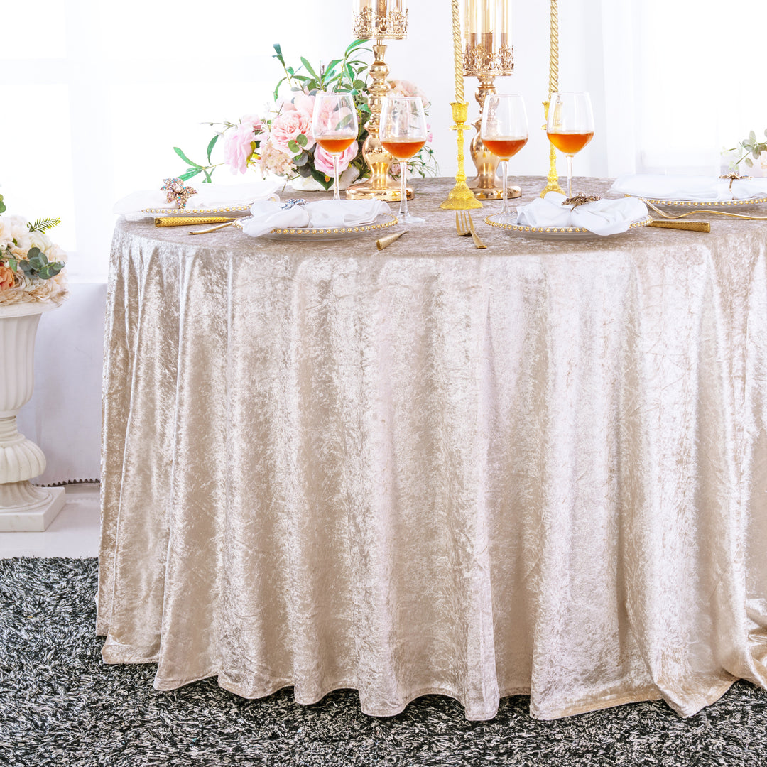 Premium Ice Crushed Velvet Round Tablecloth
