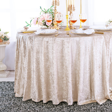 Round Ice Crushed Velvet Tablecloth