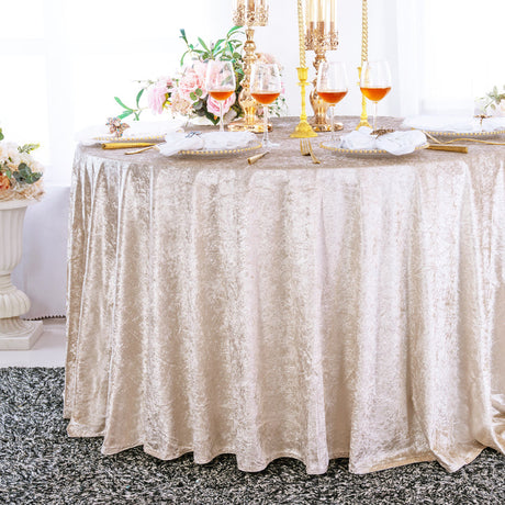 Round Ice Crushed Velvet Table Cover