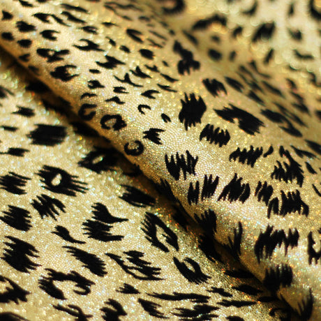 Stray Cat Nylon Spandex Fabric - Gold, Pink, Silver, Red Hologram Leopard Print, 58/60" Width (1 Yard)