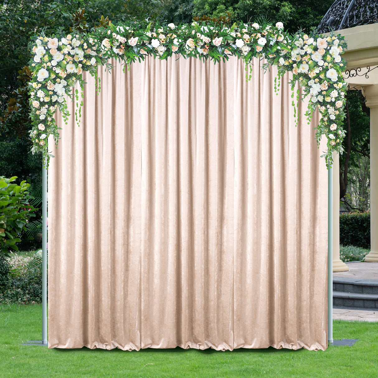 Velvet Backdrop Curtain Drape Panel 16 ft x 57 in Champagne