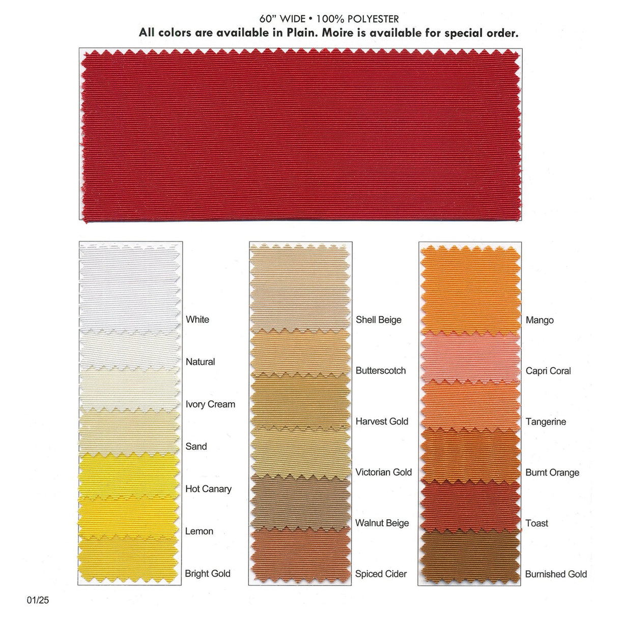 Poly Bengaline Polyester Fabric - Plain Bengaline, 60" Width (1 Yard)