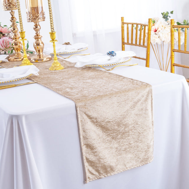 Crushed Velvet Table Runner 13x108 Champagne