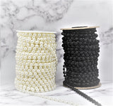 Pearl Applique Trim White Black 0.25in