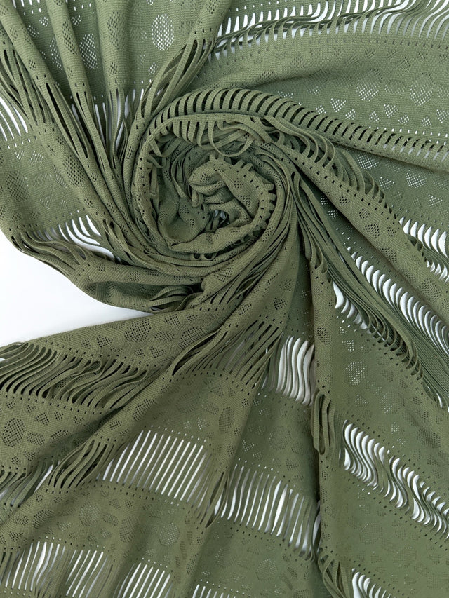 Polyamide Knitted Green Panel Print