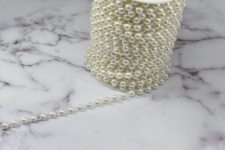 Pearl Applique Trim White Black 0.25in